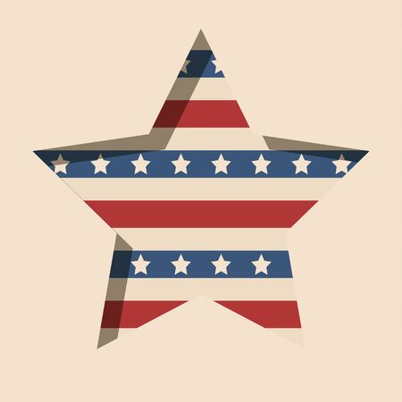 American patriotic paper cut background with stars and stripes pattern in vintage colors.のイラスト素材