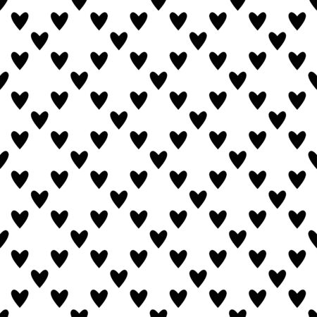 Seamless hearts pattern in black and white. Valentine's day tile background. Romantic vector pattern.のイラスト素材