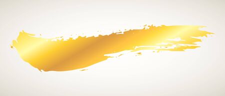 Artistic grunge golden brush paint stroke isolated over white background. Metal shiny gold design element vector illustration.のイラスト素材