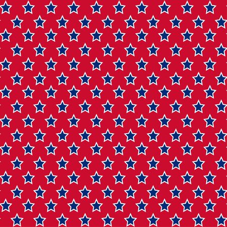 American patriotic stars seamless pattern in bright red, blue and white. Independence day vector background.のイラスト素材