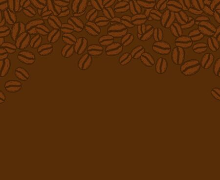 Scattered roasted coffee beans blank brown frame. Graphic menu template vector illustration.のイラスト素材