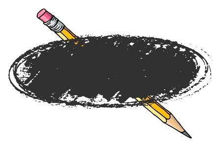Pencil hatch strokes hand drawn vector doodle illustration blank frame. Education stationery border isolated over white.のイラスト素材