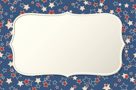 American patriotic background. United States blank vintage horizontal frame with space for text. Independence day design template. Stars backdrop.のイラスト素材