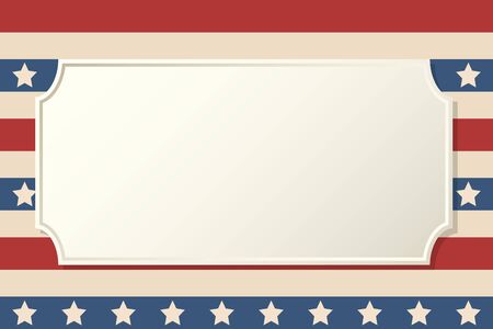 American patriotic background. United States blank vintage horizontal frame with space for text. Independence day design template. Stars and stripes backdrop.のイラスト素材