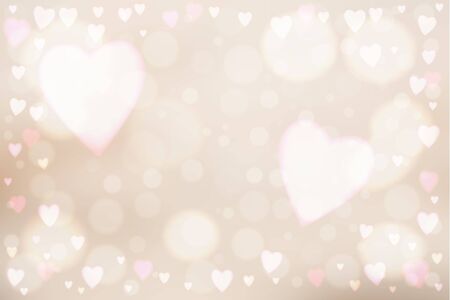 Abstract smooth blur beige background with heart-shaped lights over it.のイラスト素材