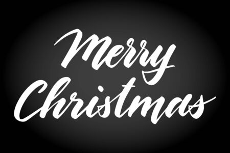 Handwritten Christmas greetings, modern festive calligraphy lettering for postcards. White isolated over black. Holiday season design, vector illustration.のイラスト素材
