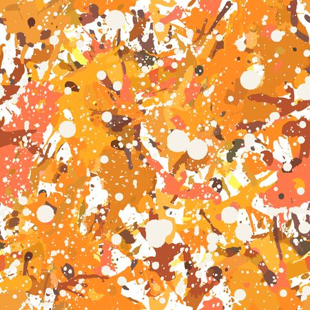Orange paint splashes seamless pattern, abstract multicolor vector background. Colorful design wallpaper.のイラスト素材