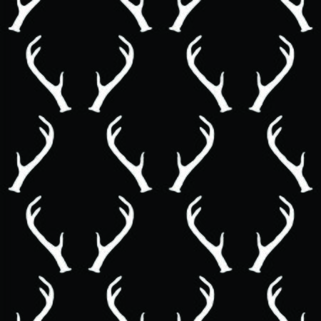 Monochrome seamless pattern with deer antlers. Vector nature wildlife animal background in black and white. Stag horns backdrop.のイラスト素材