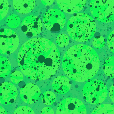 Green paint splatter seamless pattern, abstract multicolor vector background. Colorful design wallpaper.のイラスト素材