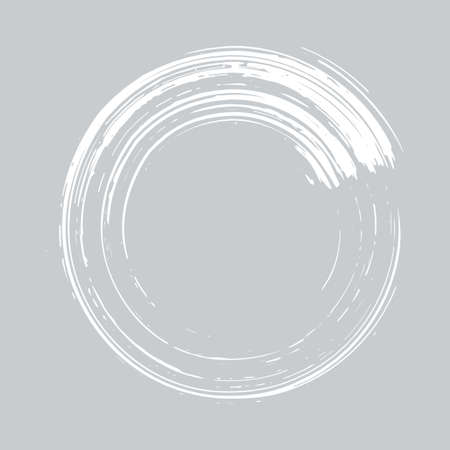 Round grunge brush stroke frame in white isolated over light gray background. Design element vector illustration.のイラスト素材
