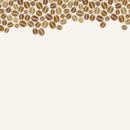 Roasted coffee beans blank light square frame. Graphic menu template vector illustration.のイラスト素材