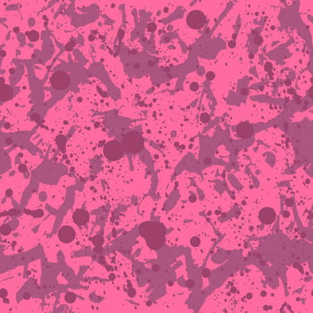 Pink paint splashes seamless pattern, abstract multicolor vector background. Colorful design wallpaper.のイラスト素材