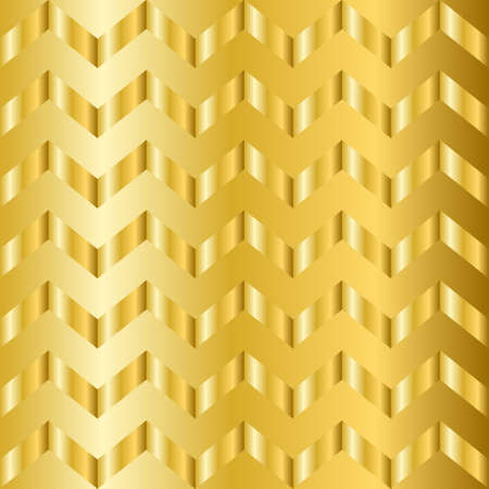 Golden gradient chevron pattern. Abstract modern vector background. Shiny metal zigzag wallpaper.のイラスト素材