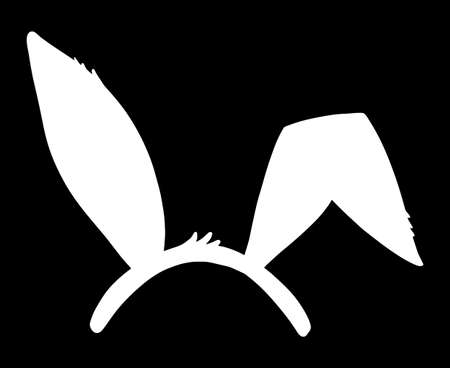 Hand drawn bunny ears silhouette vector illustration. Easter holiday design element in white isolated over black.のイラスト素材