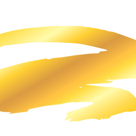 Artistic grunge golden brush paint stroke over white. Metal shiny gold background vector illustration.のイラスト素材