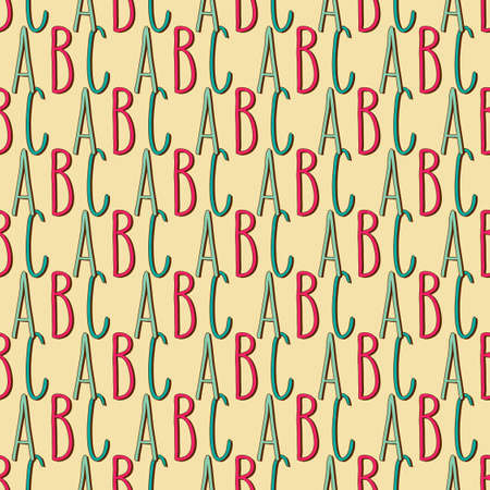Hand drawn ABC letters seamless pattern. Light brown vector background illustration. Education school wallpaper design.のイラスト素材