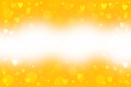 Abstract smooth blur yellow background with small heart-shaped lights over it.のイラスト素材