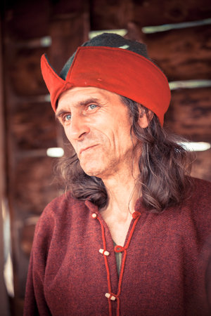 MOSCOW, RUSSIA - JUNE 23, 2013: Medieval man in period slavonic clothes during the great...