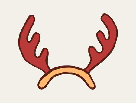 Deer antlers, hand drawn Christmas doodle design element. Winter holidays greeting card item isolated over white background. Vector illustration.のイラスト素材