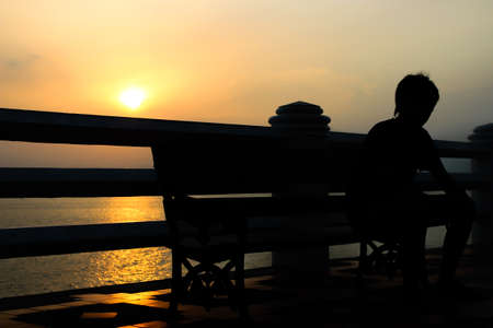 lonely at the seaの写真素材