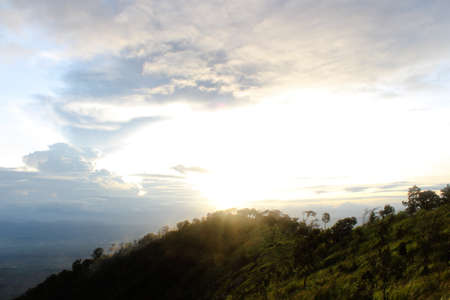 Beautiful sunset at the high mountainの写真素材