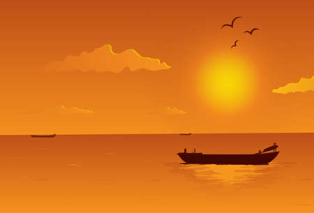 sunset background illustrationのイラスト素材
