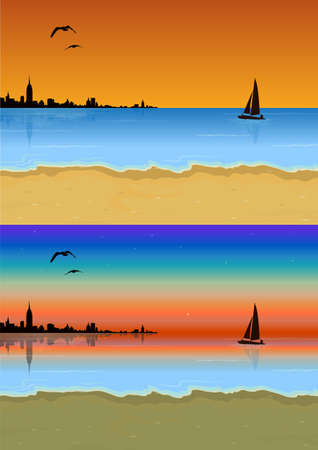 sunset sceneのイラスト素材