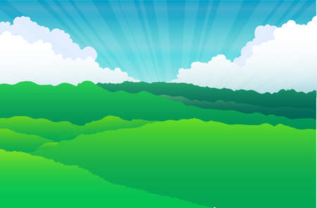 Mountain with cloud and grassのイラスト素材