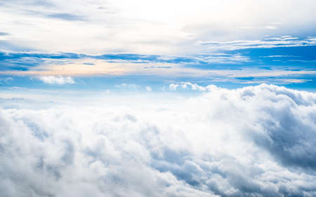 Beautiful scene of the mist on the top of mountain, Cloud over the mountainの写真素材