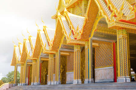 Thai Golden architecture style. Glass golden temple.のeditorial素材