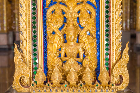 Thai golden statue with beautiful traditional texture.のeditorial素材