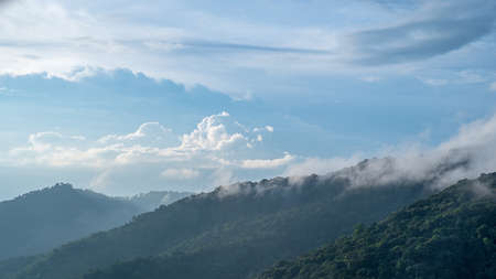 Beautiful dusk scene on the mountain in Doipui Chiangmai, Thailand at sunset.の写真素材