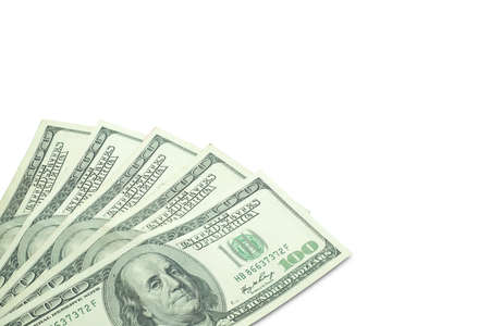 Group of US money isolated on white background with clipping path.の写真素材