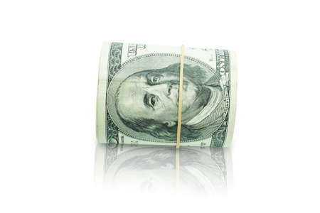 A group of rolled banknotes isolated on white background with clipping path.