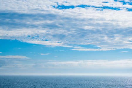 Landscape of the The blue sea with cloudy in the morning. View from the ferry to  South Island, New...
