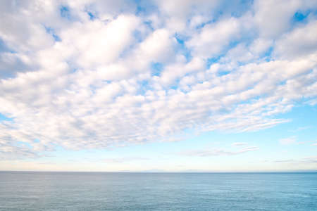Landscape of the The blue sea with cloudy in the morning. View from the ferry to  South Island, New...