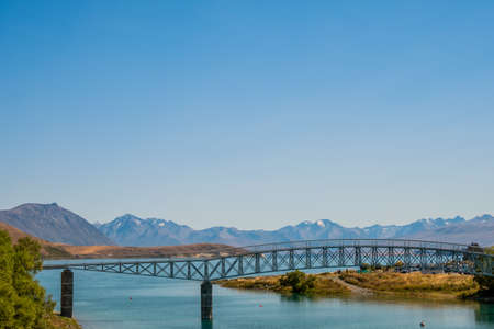 Beautiful landscape of mt cook beside lake Tekapo at New Zealandの写真素材