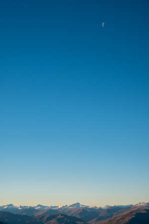 A stunning scene of sunset on the top of Alps mountain.の写真素材