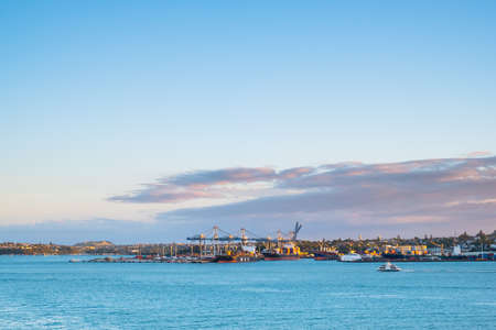 2017, DEC 3 - Auckland, New Zealand - Logistic at the habour beside the sea close to Auckland city.のeditorial素材