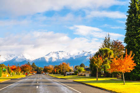 Beautiful morning scene of Te Anau, Southland, New Zealand.の写真素材