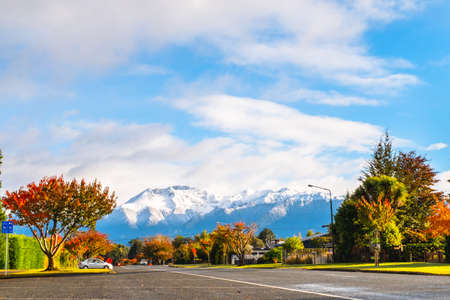 Beautiful morning scene of Te Anau, Southland, New Zealand.の写真素材