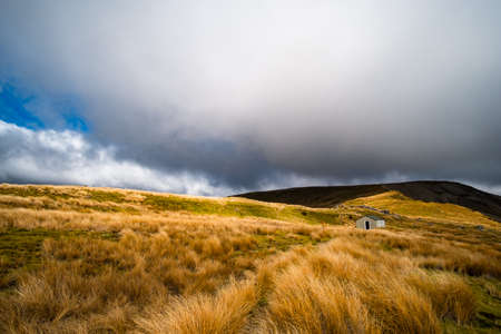 Grass mountain, Mount Robert, Nelsonlake National Park, Track, Trecking in a cloudy day.の写真素材