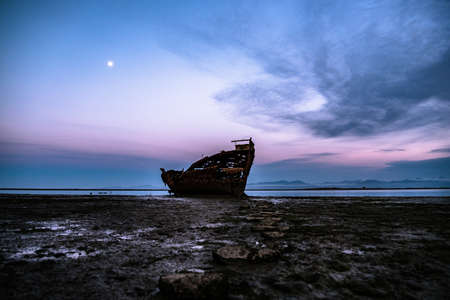 Motueka Ship Wrecked. The famous ship in tasman coast area.の写真素材
