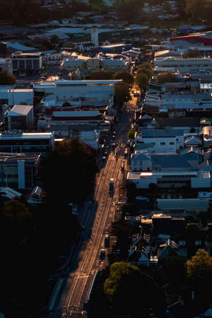 2018, September 29 - Nelson, New Zealand, View of Nelson Town at sunset.の写真素材