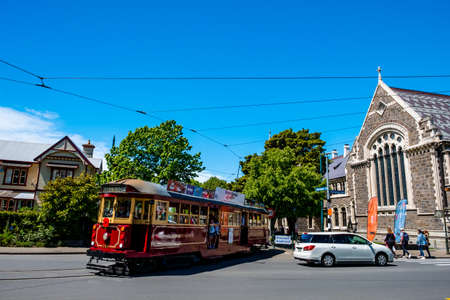 2018 Nov 3rd, New Zealand, Christchurch, View of the city center and people doing there activities in the town.のeditorial素材