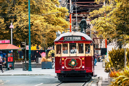 2018 DEC 22, New Zealand, Christchurch, Tram and toursit in city centre..のeditorial素材