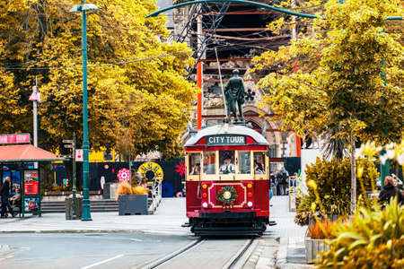 2018 DEC 22, New Zealand, Christchurch, Tram and toursit in city centre..のeditorial素材