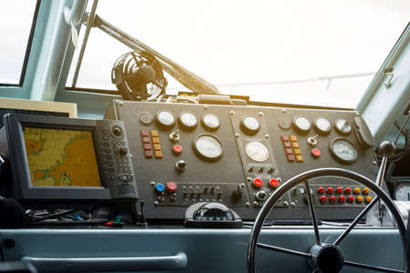 Control panel board in ship.の写真素材