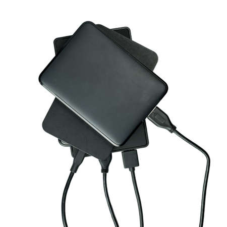 Black harddisk isolated on white background with clipping path..