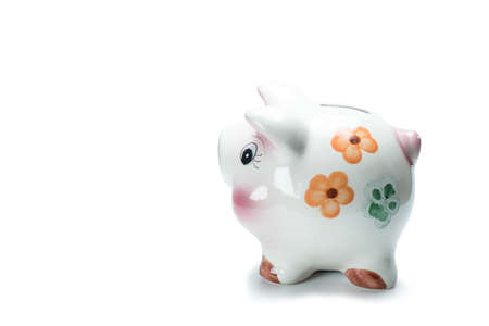 Cute Picky bank isolated on white background with Clipping Path. Saving Concept.の写真素材